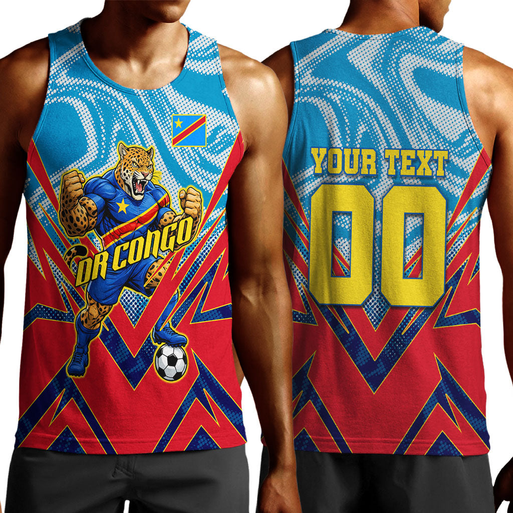 Personalized DR Congo Football Leopard Victory Men Tank Top Congolese Soccer Comic Style