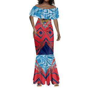 Personalized DR Congo Football Leopard Victory Mermaid Dress Congolese Soccer Comic Style