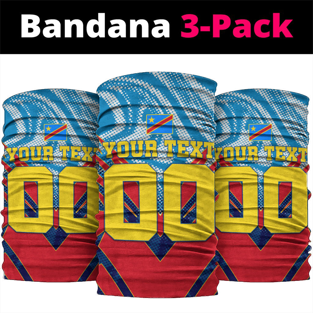 Personalized DR Congo Football Leopard Victory Neck Gaiter Congolese Soccer Comic Style