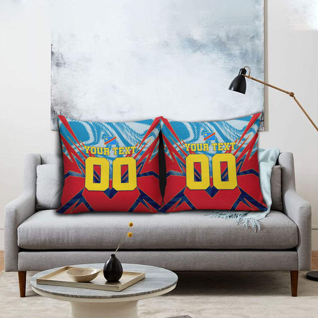 Personalized DR Congo Football Leopard Victory Pillow Cover Congolese Soccer Comic Style