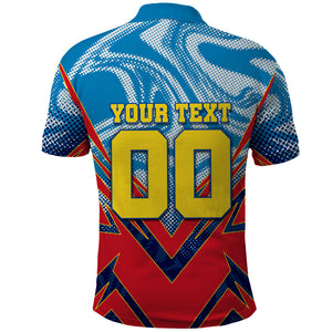 Personalized DR Congo Football Leopard Victory Polo Shirt Congolese Soccer Comic Style
