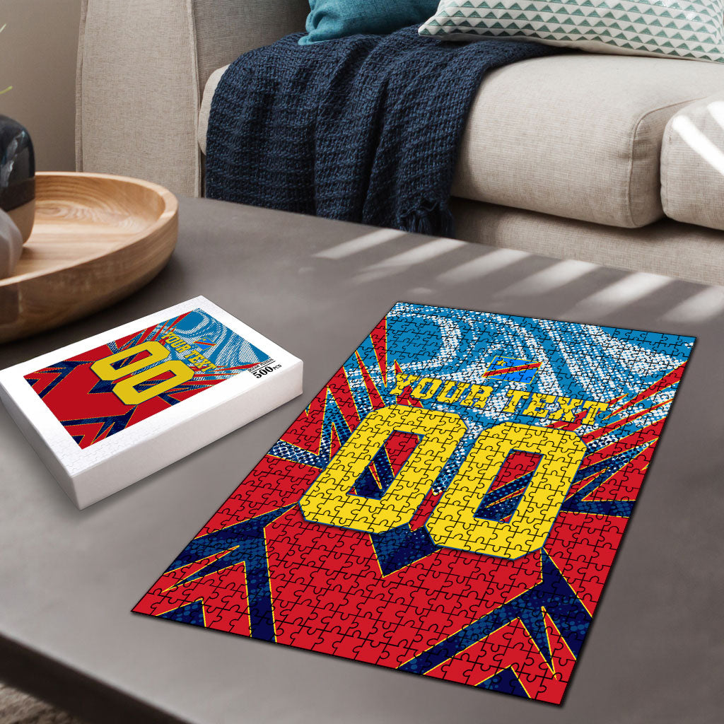 Personalized DR Congo Football Leopard Victory Puzzle Congolese Soccer Comic Style