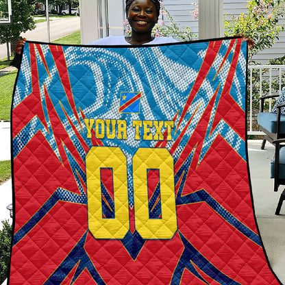 Personalized DR Congo Football Leopard Victory Quilt Congolese Soccer Comic Style