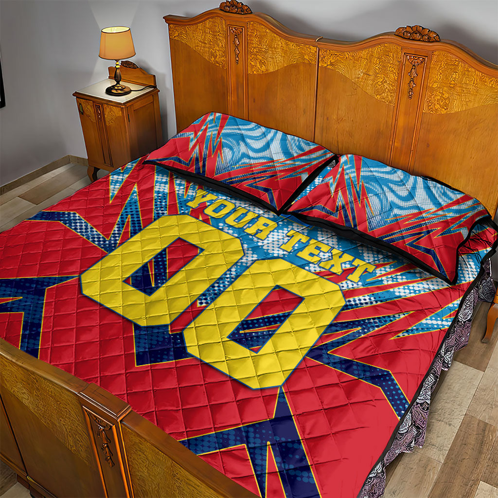 Personalized DR Congo Football Leopard Victory Quilt Bed Set Congolese Soccer Comic Style