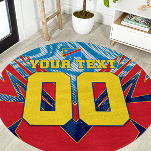 Personalized DR Congo Football Leopard Victory Round Carpet Congolese Soccer Comic Style
