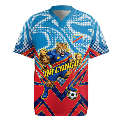 Personalized DR Congo Football Leopard Victory Rugby Jersey Congolese Soccer Comic Style