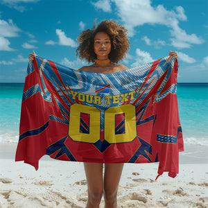 Personalized DR Congo Football Leopard Victory Sarong Congolese Soccer Comic Style
