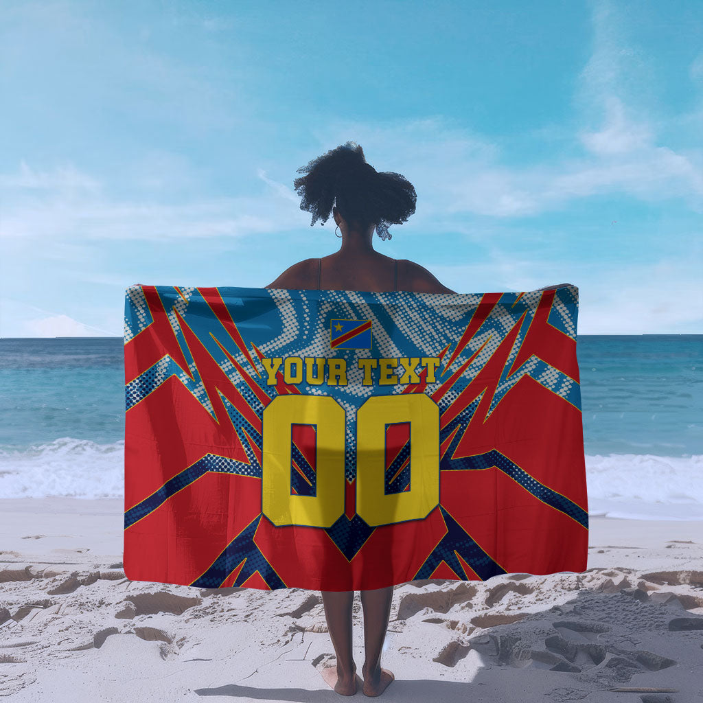 Personalized DR Congo Football Leopard Victory Sarong Congolese Soccer Comic Style