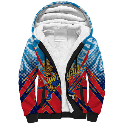 Personalized DR Congo Football Leopard Victory Sherpa Hoodie Congolese Soccer Comic Style