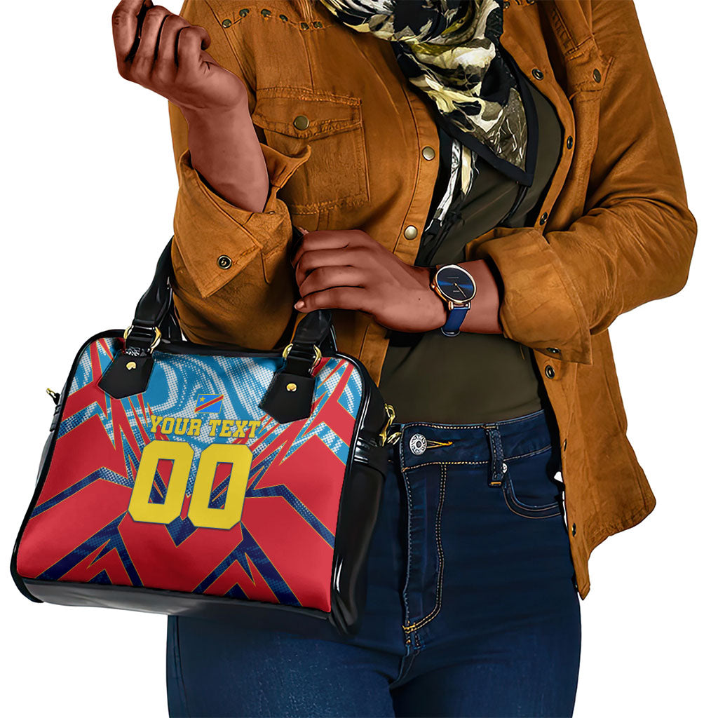 Personalized DR Congo Football Leopard Victory Shoulder Handbag Congolese Soccer Comic Style