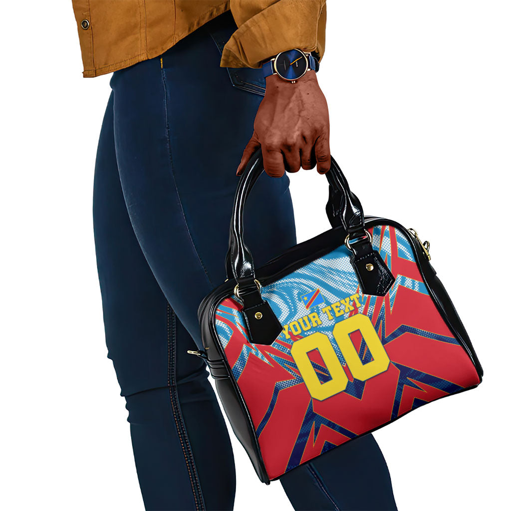 Personalized DR Congo Football Leopard Victory Shoulder Handbag Congolese Soccer Comic Style