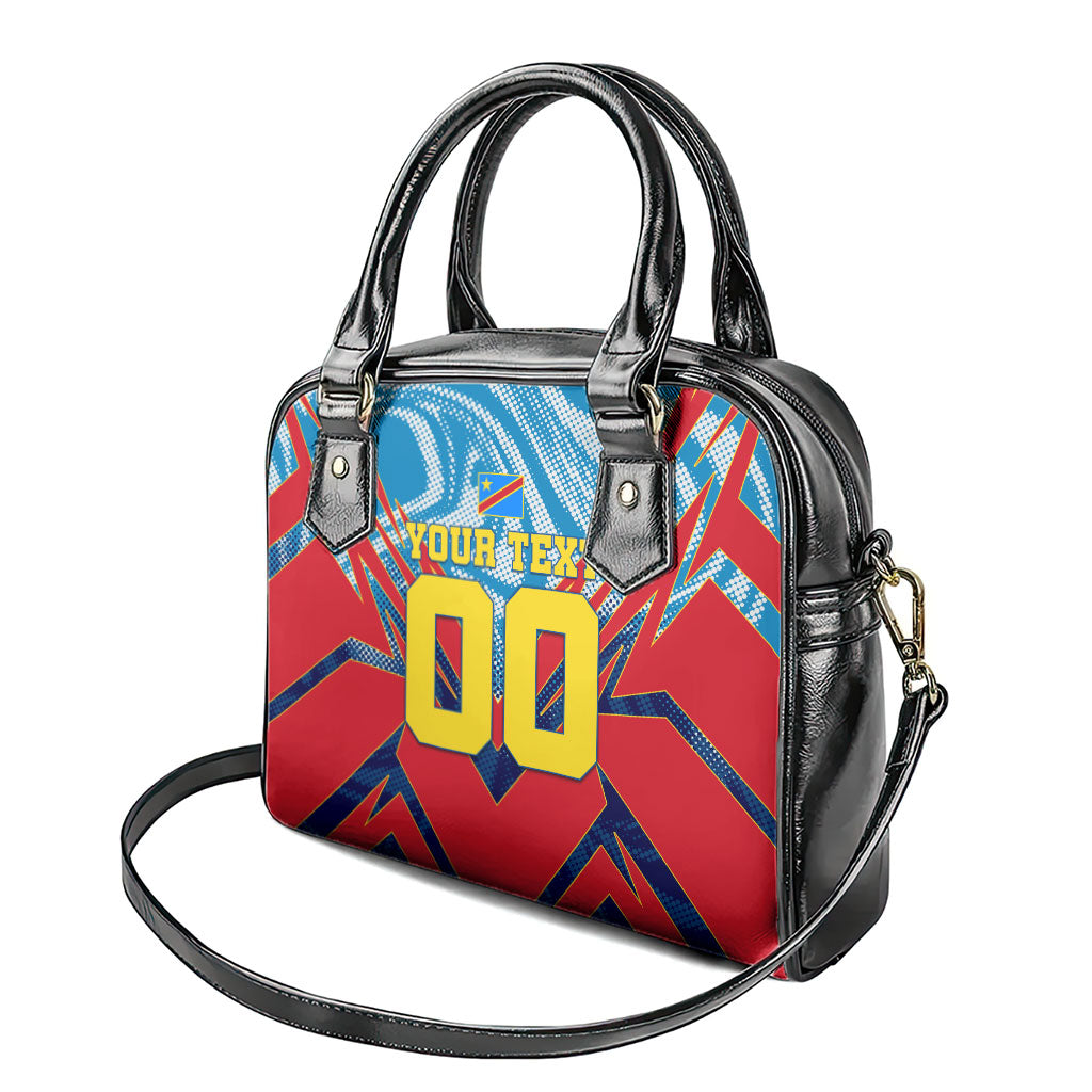 Personalized DR Congo Football Leopard Victory Shoulder Handbag Congolese Soccer Comic Style