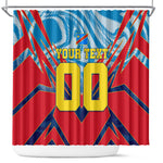 Personalized DR Congo Football Leopard Victory Shower Curtain Congolese Soccer Comic Style