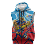Personalized DR Congo Football Leopard Victory Sleeveless Zip Hoodie Congolese Soccer Comic Style