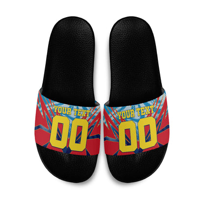 Personalized DR Congo Football Leopard Victory Slide Sandals Congolese Soccer Comic Style