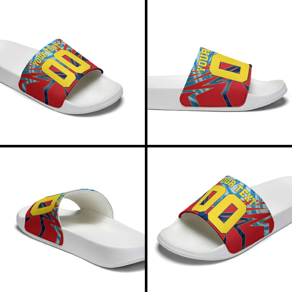 Personalized DR Congo Football Leopard Victory Slide Sandals Congolese Soccer Comic Style