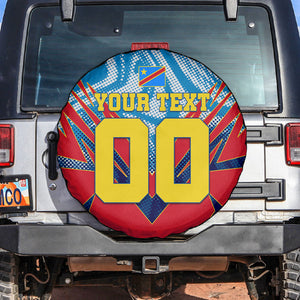 Personalized DR Congo Football Leopard Victory Spare Tire Cover Congolese Soccer Comic Style