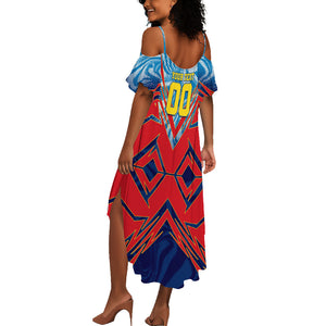 Personalized DR Congo Football Leopard Victory Summer Maxi Dress Congolese Soccer Comic Style