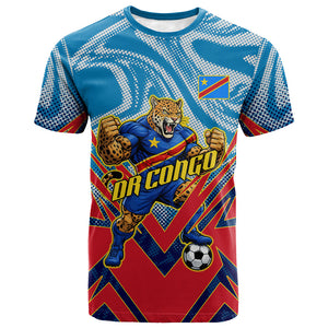 Personalized DR Congo Football Leopard Victory T shirt Congolese Soccer Comic Style