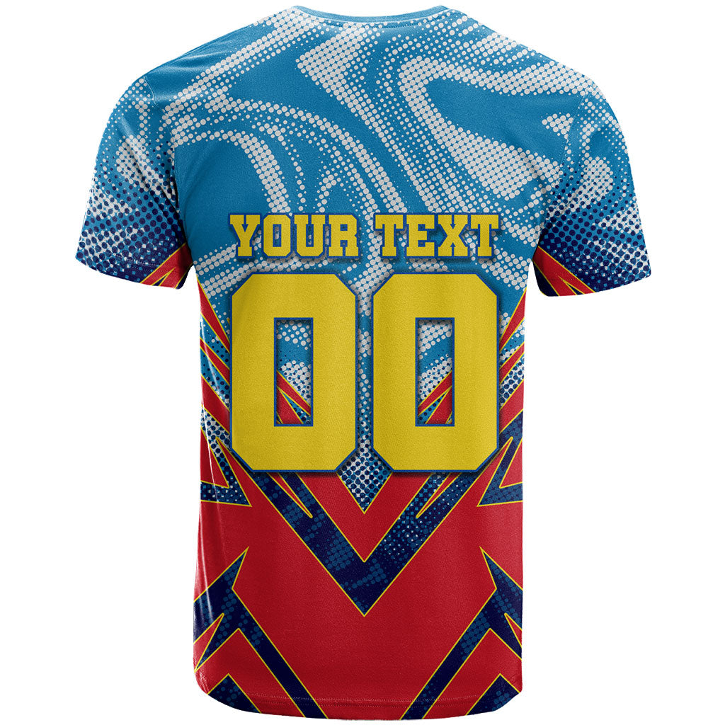 Personalized DR Congo Football Leopard Victory T shirt Congolese Soccer Comic Style