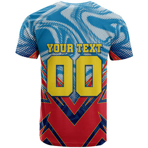 Personalized DR Congo Football Leopard Victory T shirt Congolese Soccer Comic Style