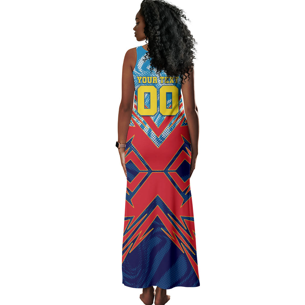 Personalized DR Congo Football Leopard Victory Tank Maxi Dress Congolese Soccer Comic Style