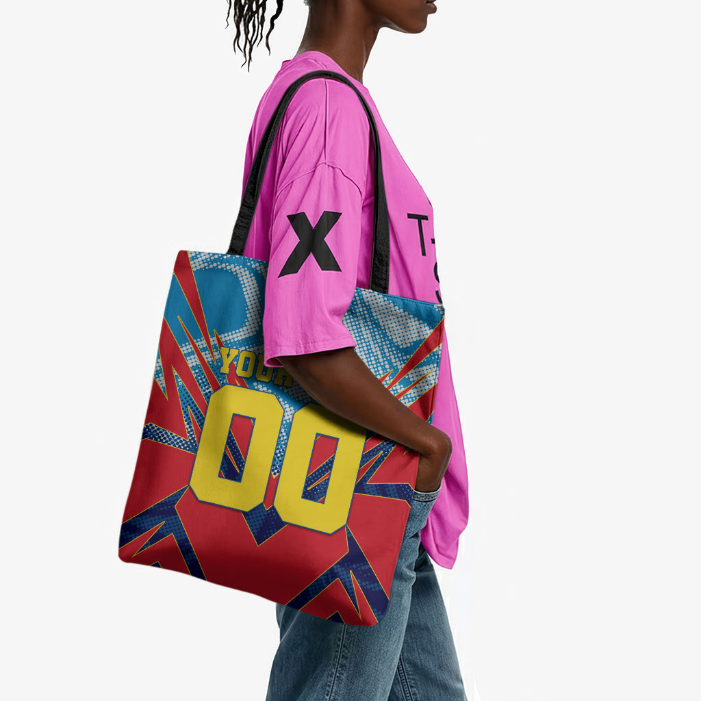 Personalized DR Congo Football Leopard Victory Tote Bag Congolese Soccer Comic Style