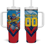 Personalized DR Congo Football Leopard Victory Tumbler With Handle Congolese Soccer Comic Style