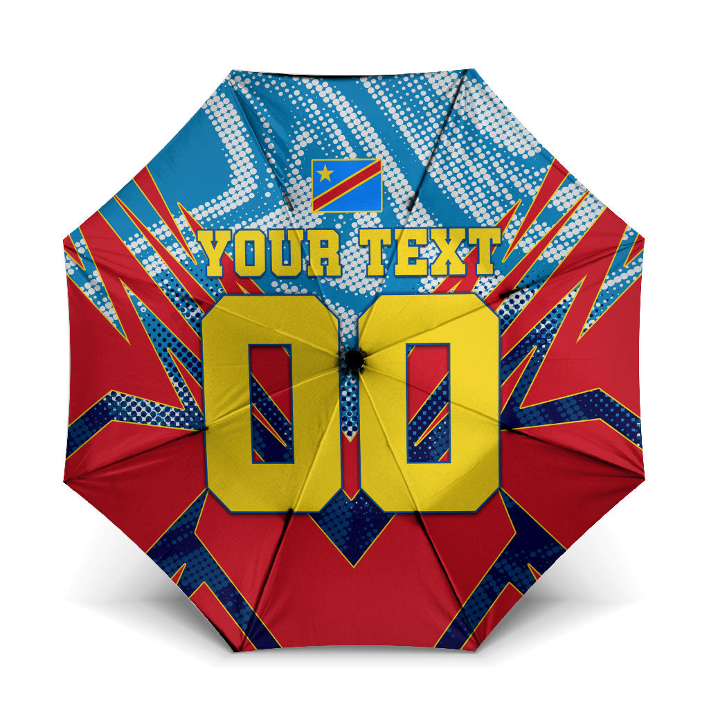 Personalized DR Congo Football Leopard Victory Umbrella Congolese Soccer Comic Style