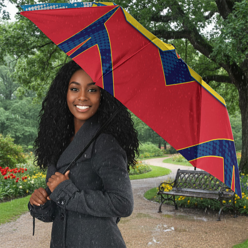 Personalized DR Congo Football Leopard Victory Umbrella Congolese Soccer Comic Style