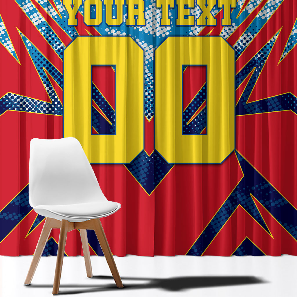 Personalized DR Congo Football Leopard Victory Window Curtain Congolese Soccer Comic Style