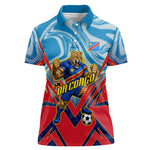 Personalized DR Congo Football Leopard Victory Women Polo Shirt Congolese Soccer Comic Style