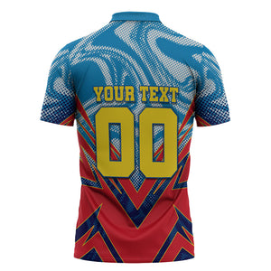 Personalized DR Congo Football Leopard Victory Zipper Polo Shirt Congolese Soccer Comic Style