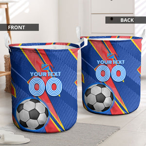 Personalized DR Congo Football Leopard GOAL Laundry Basket Congolese Football Champion - Dynamic Halftone Soccer Style