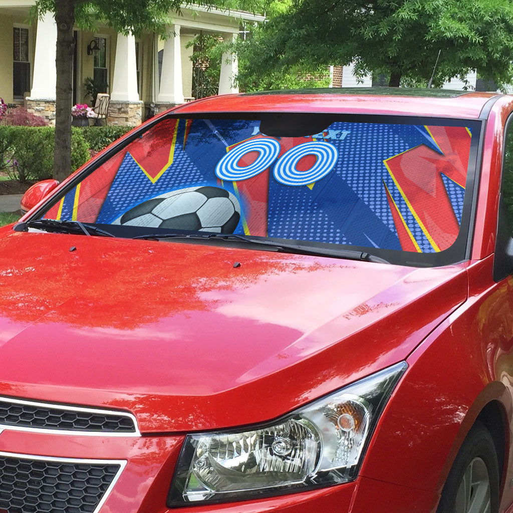 Personalized DR Congo Football Leopard GOAL Auto Sun Shade Congolese Football Champion - Dynamic Halftone Soccer Style