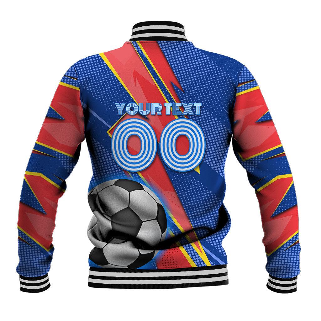 Personalized DR Congo Football Leopard GOAL Baseball Jacket Congolese Football Champion - Dynamic Halftone Soccer Style