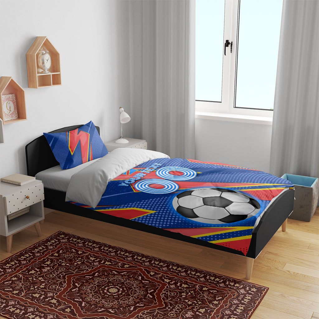 Personalized DR Congo Football Leopard GOAL Bedding Set Congolese Football Champion - Dynamic Halftone Soccer Style