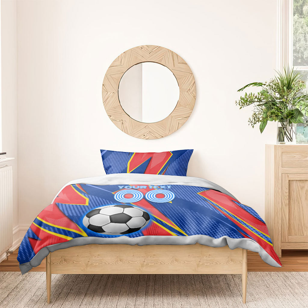 Personalized DR Congo Football Leopard GOAL Bedding Set Congolese Football Champion - Dynamic Halftone Soccer Style
