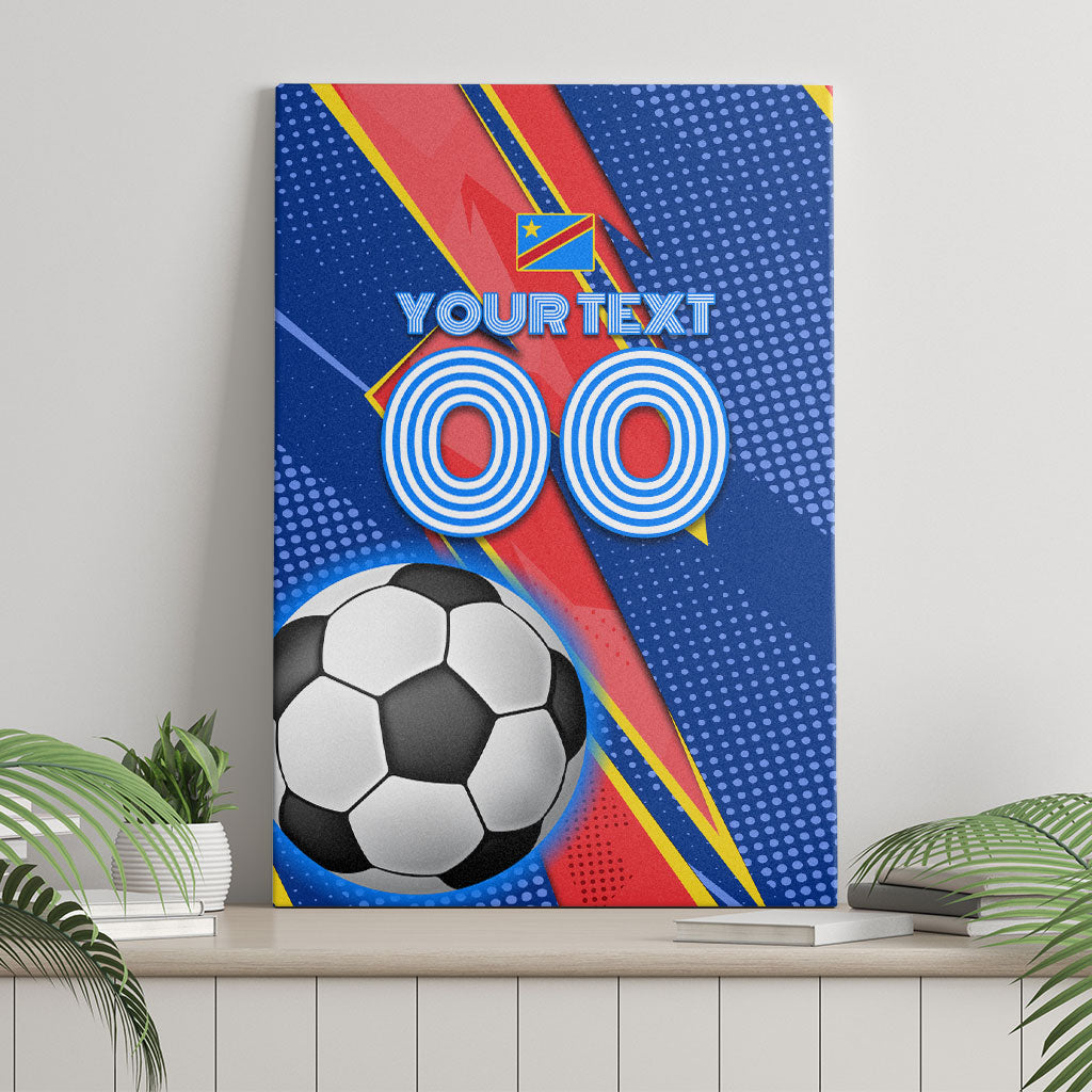 Personalized DR Congo Football Leopard GOAL Canvas Wall Art Congolese Football Champion - Dynamic Halftone Soccer Style