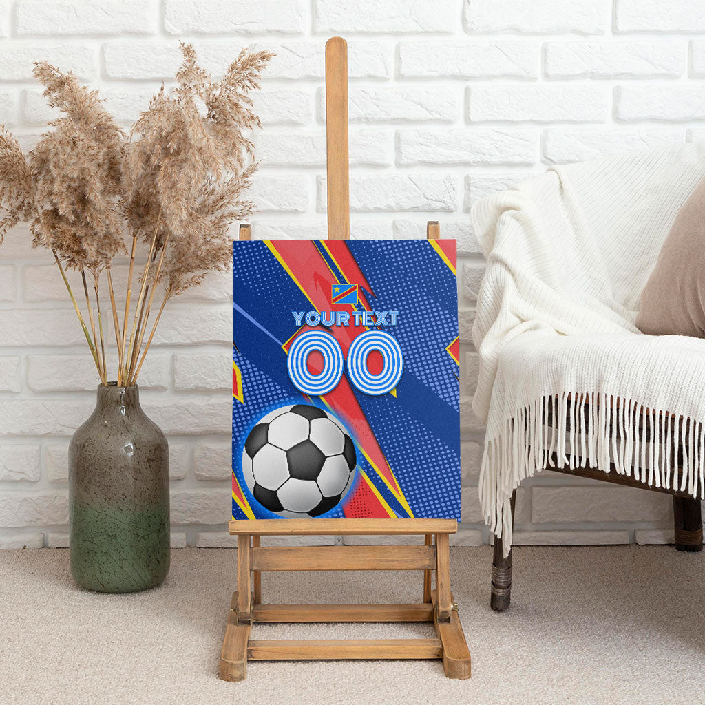 Personalized DR Congo Football Leopard GOAL Canvas Wall Art Congolese Football Champion - Dynamic Halftone Soccer Style