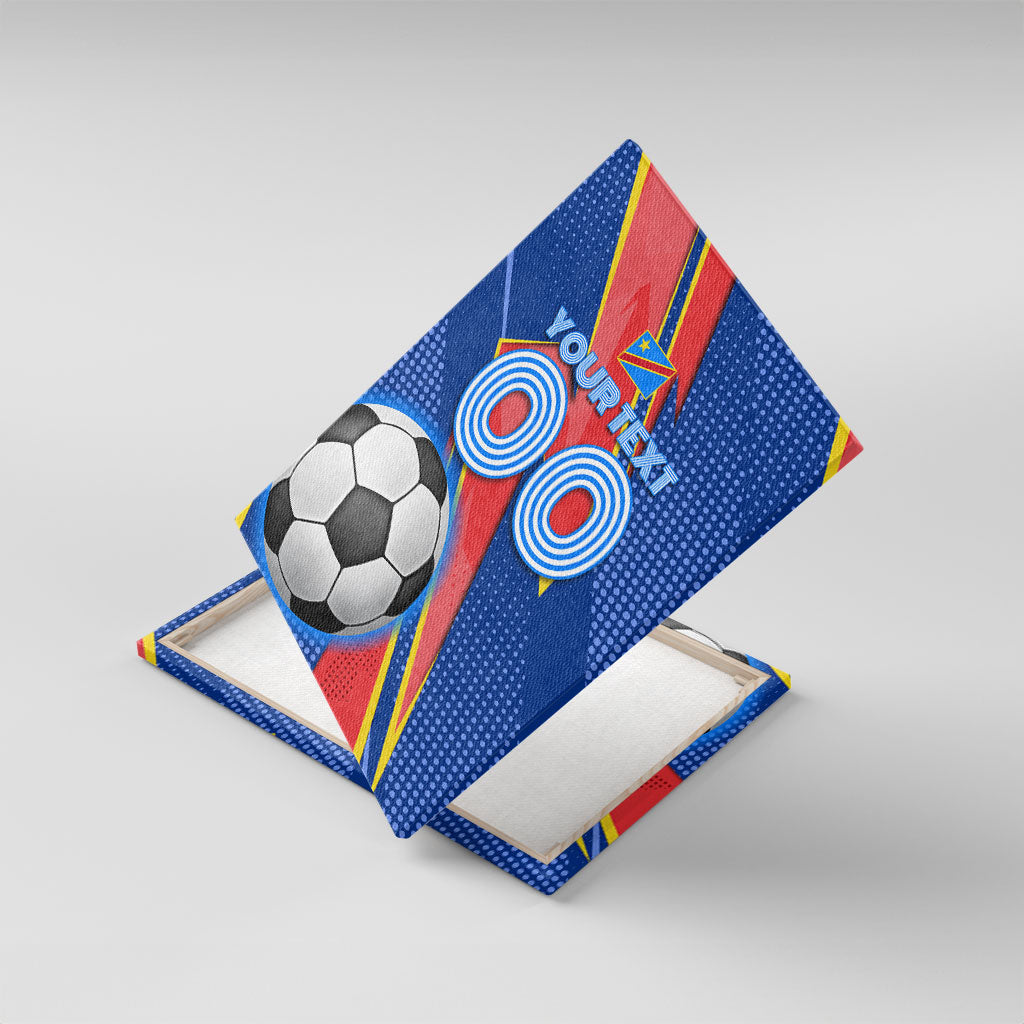Personalized DR Congo Football Leopard GOAL Canvas Wall Art Congolese Football Champion - Dynamic Halftone Soccer Style