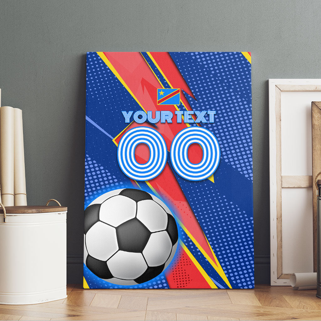Personalized DR Congo Football Leopard GOAL Canvas Wall Art Congolese Football Champion - Dynamic Halftone Soccer Style