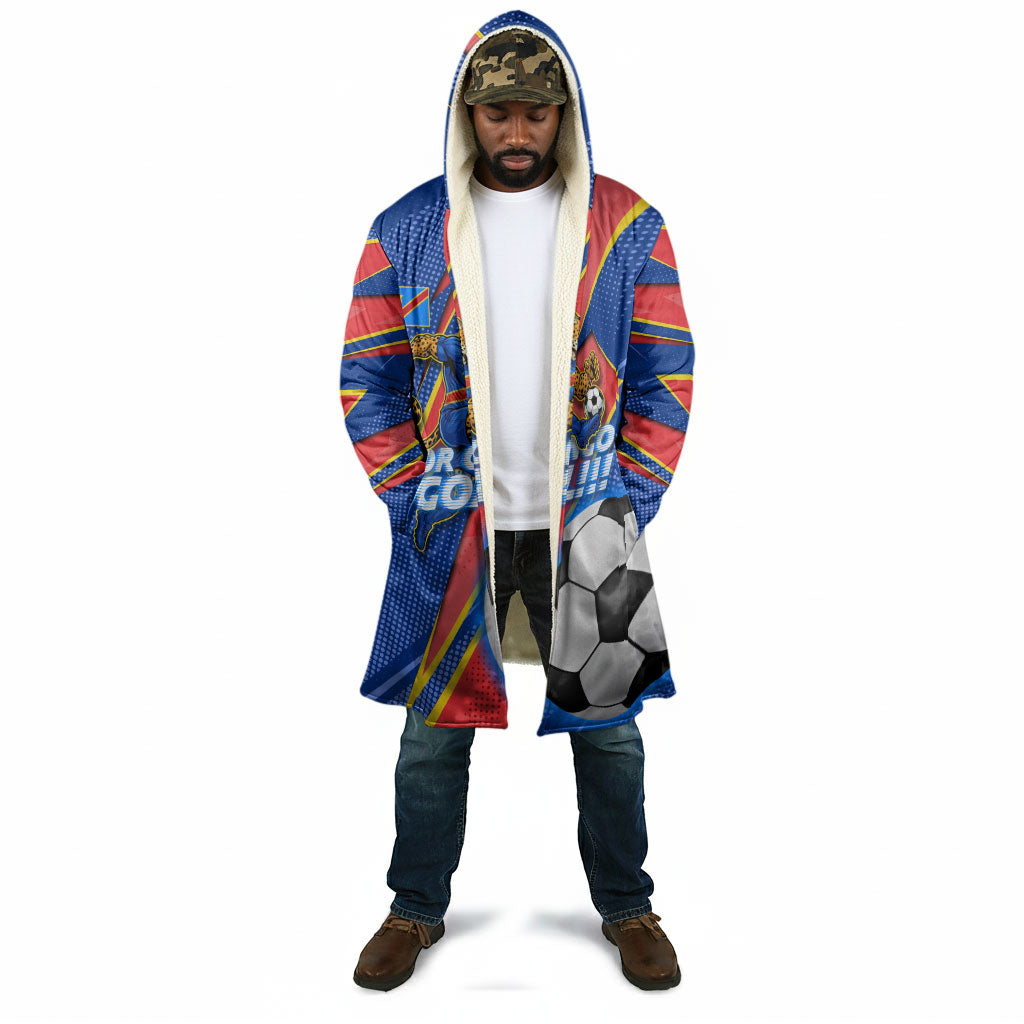 Personalized DR Congo Football Leopard GOAL Cloak Congolese Football Champion - Dynamic Halftone Soccer Style