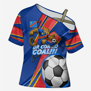 Personalized DR Congo Football Leopard GOAL Cross Shoulder Shirt Congolese Football Champion - Dynamic Halftone Soccer Style