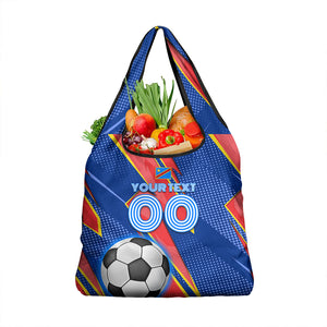 Personalized DR Congo Football Leopard GOAL Grocery Bag Congolese Football Champion - Dynamic Halftone Soccer Style