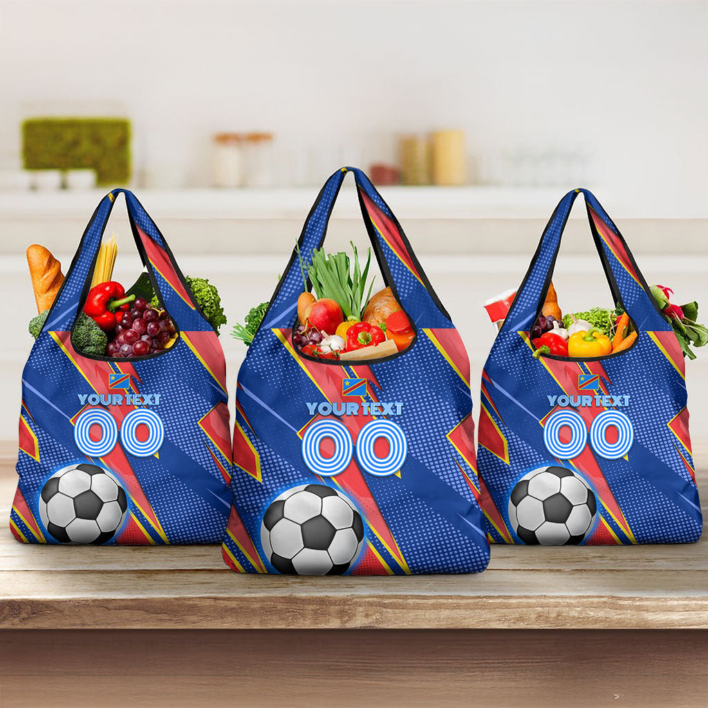 Personalized DR Congo Football Leopard GOAL Grocery Bag Congolese Football Champion - Dynamic Halftone Soccer Style