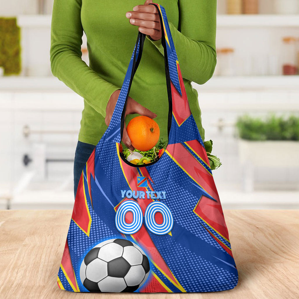 Personalized DR Congo Football Leopard GOAL Grocery Bag Congolese Football Champion - Dynamic Halftone Soccer Style