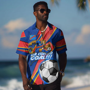 Personalized DR Congo Football Leopard GOAL Hawaiian Shirt Congolese Football Champion - Dynamic Halftone Soccer Style