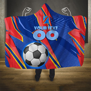 Personalized DR Congo Football Leopard GOAL Hooded Blanket Congolese Football Champion - Dynamic Halftone Soccer Style