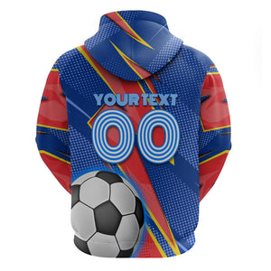 Personalized DR Congo Football Leopard GOAL Hoodie Congolese Football Champion - Dynamic Halftone Soccer Style